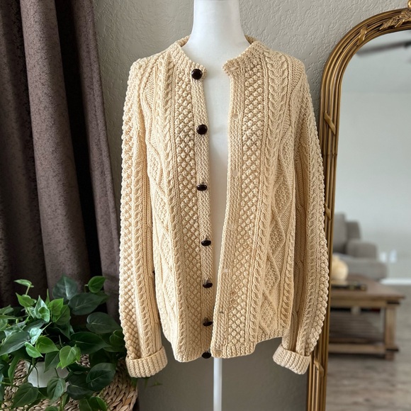 Vintage Hand Knit Irish Wool Cardigan - Picture 2 of 12